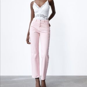 Zara pink straight leg jeans